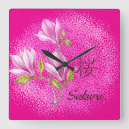 Reloj de pared Sakura rosa caliente