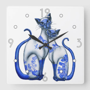 Reloj de pared salvaje azul siamesa