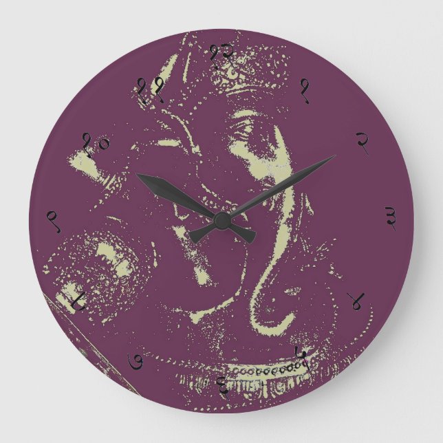 Reloj de pared sánscrito (púrpura) de Ganesha (Anverso)