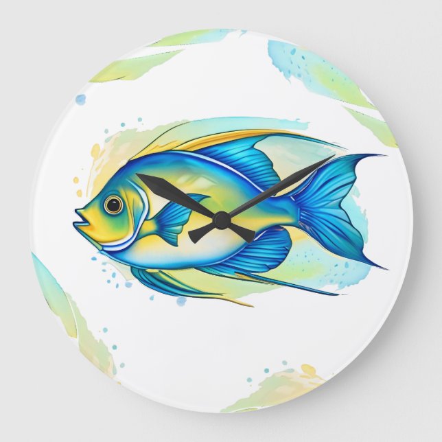 Reloj de pared - Serie acuarela: Angelfish (Anverso)