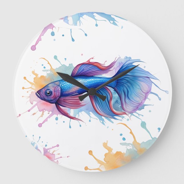Reloj de pared - Serie acuarela: Betta Fish (Anverso)