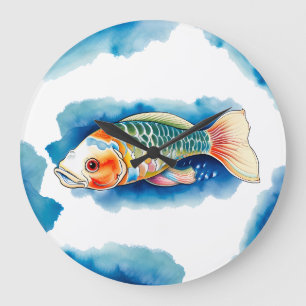 Reloj de pared - Serie acuarela: Koi Fish