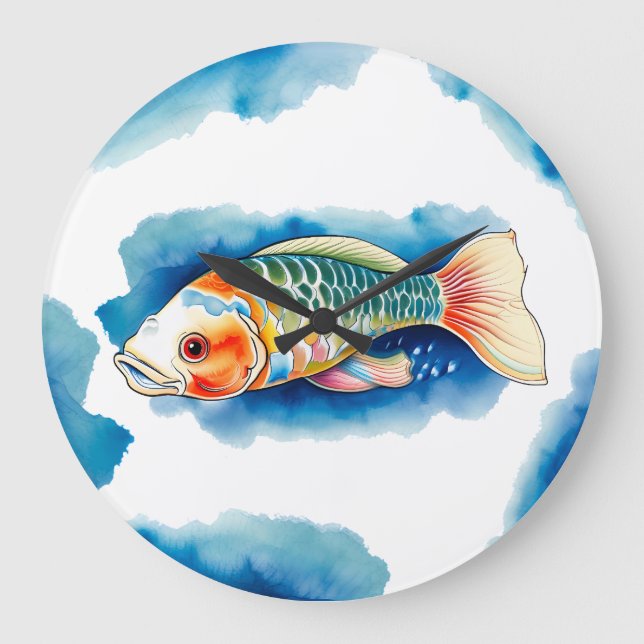 Reloj de pared - Serie acuarela: Koi Fish (Anverso)