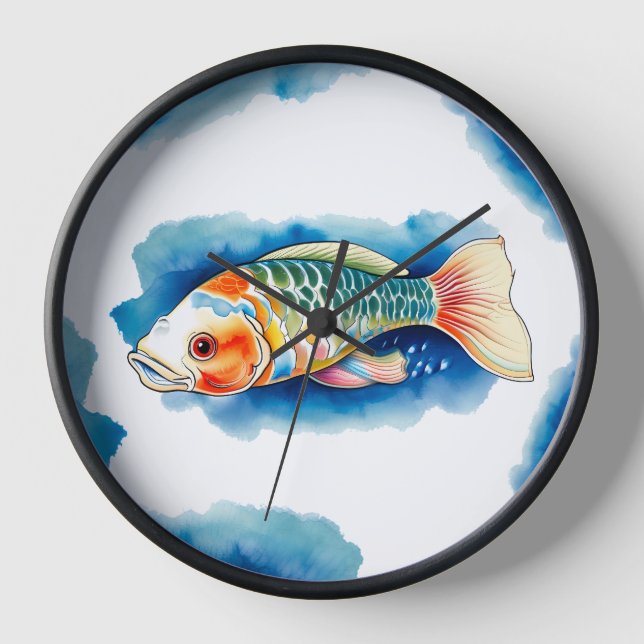 Reloj de pared - Serie acuarela: Koi Fish (Anverso)