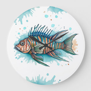 Reloj de pared - Serie acuarela: Lionfish