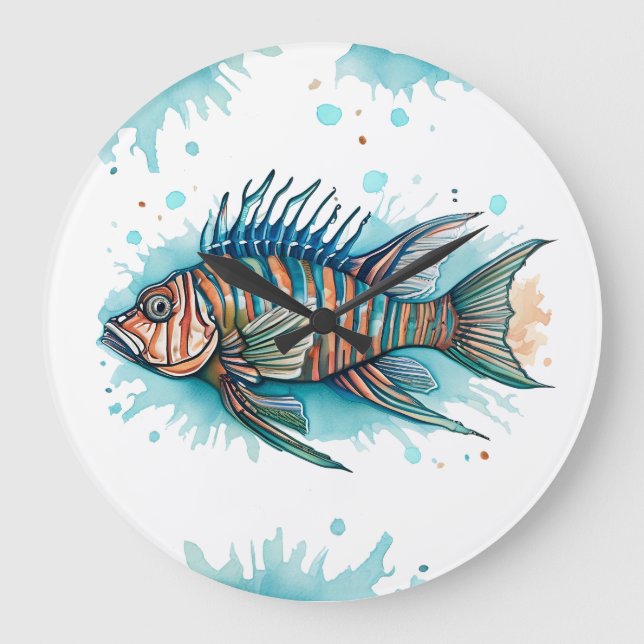 Reloj de pared - Serie acuarela: Lionfish (Anverso)