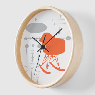 Reloj De Pared Silhouette de la silla de la silla del patrón gris