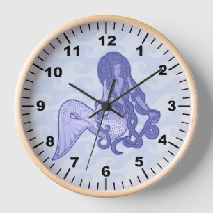 Reloj De Pared Sitting Mermaid Blue
