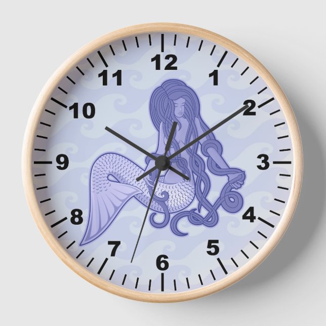 Reloj De Pared Sitting Mermaid Blue (Anverso)