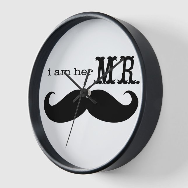 Reloj De Pared Soy su Sr. Mustache Grooms Regalos (Ángulo)
