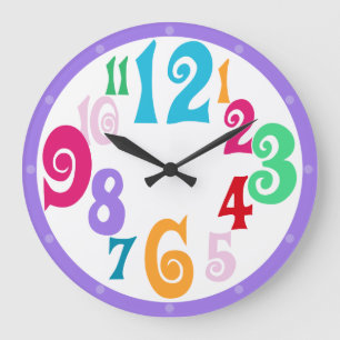 Reloj de pared Sporty Colorful Chic con ribete púr
