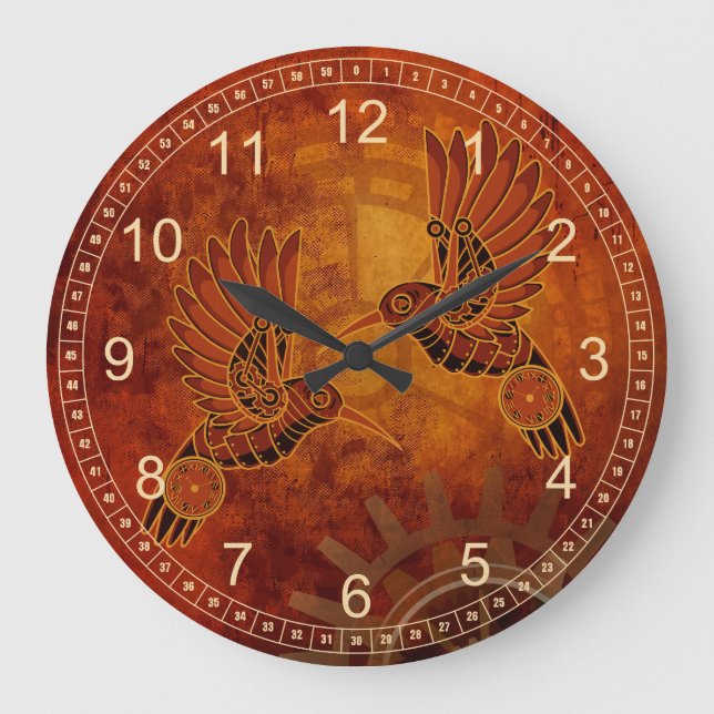 Reloj de pared Steampunk Hummingbirds (Anverso)