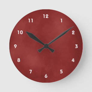 Reloj de pared suave rojo oscuro de la mirada de