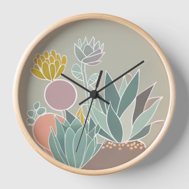 Reloj de pared suculento inspirado en la retro (Anverso)
