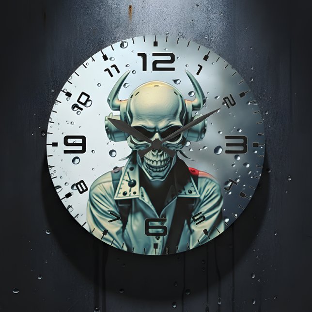 Reloj de pared synth-punk con jinete de cráneo (Subido por el creador)