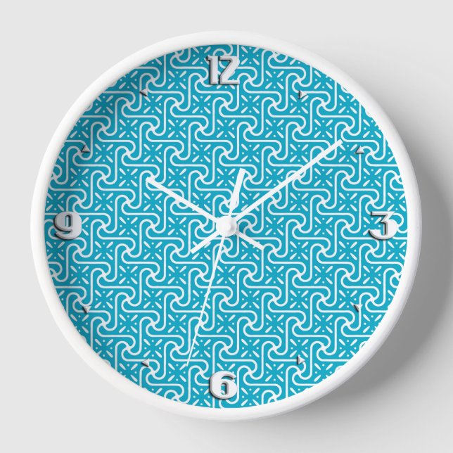Reloj De Pared Tejas egipcias, turquesa y blanca (Anverso)