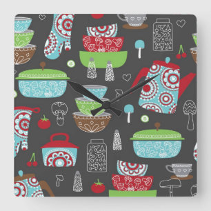 Reloj de pared temático de la cocina retra