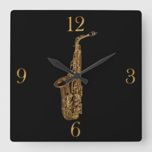 Reloj de pared temático de la música del saxofó