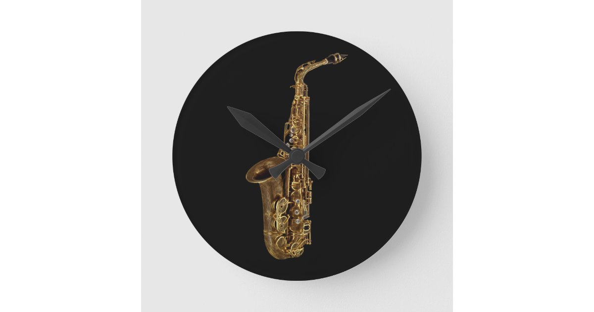 Vagabundo béisbol Admitir Reloj de pared temático de la música del saxofón | Zazzle.es
