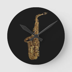 Reloj de pared temático de la música del saxofón