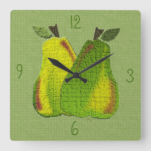 Reloj de pared texturizado de las peras (tejadas)