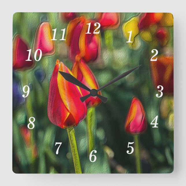 Reloj de pared texturizado de Tulip Garden (Anverso)