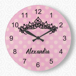 Reloj de pared Tiara para el Punto Polka Rosa