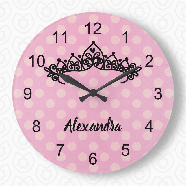 Reloj de pared Tiara para el Punto Polka Rosa (Subido por el creador)