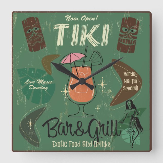 Reloj de pared Tiki Bar&Grill (Anverso)