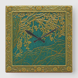Reloj de pared tonos limón dorado y teal Alpes fra