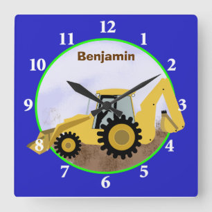 Reloj de pared trasero de construcción (azul)