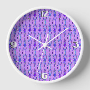 Reloj De Pared Tribal Batik - Lavender, Blue and Violet