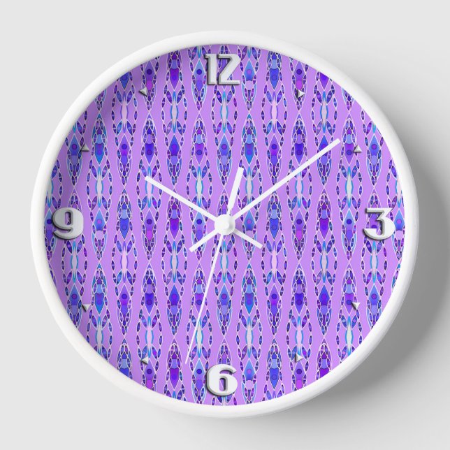 Reloj De Pared Tribal Batik - Lavender, Blue and Violet (Anverso)