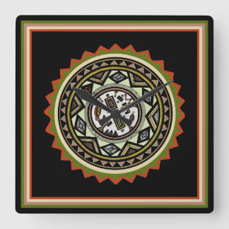 Reloj de pared tribal de diseño de calabaza inca p