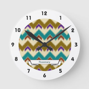 Reloj de pared tribal nativo verde azulado del