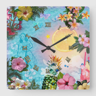 Reloj de pared tropical