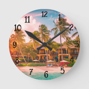 Reloj de pared tropical acrílico redondo