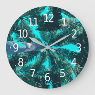Reloj de pared tropical de los árboles el   del