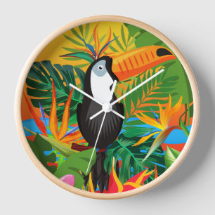 Reloj de pared tropical tropical de selva tropical