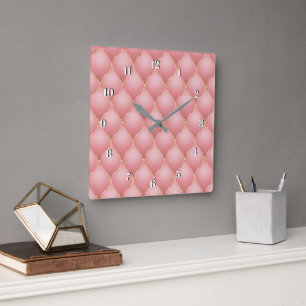 Reloj de pared tufado de diamante rosa de Rubor