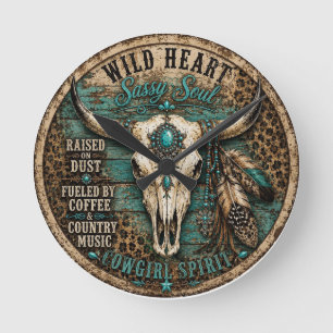 Reloj de pared vaquera de corazón salvaje