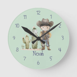 Reloj de pared vaquero azul lindo para niño
