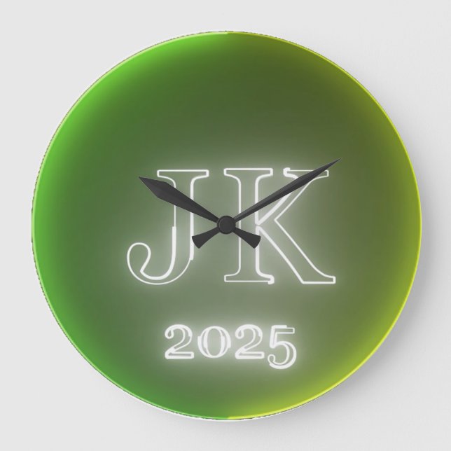 Reloj de pared verde amarillo JK 2025 (Anverso)