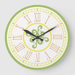 Reloj de pared - verde, amarillo y naranja
