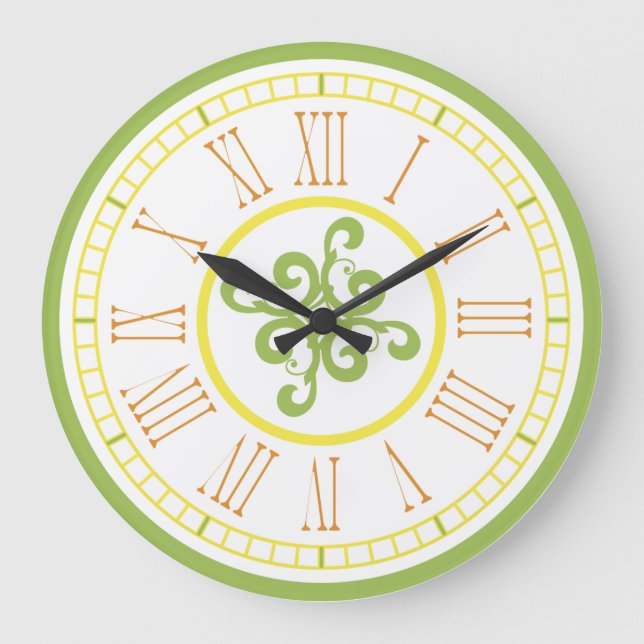 Reloj de pared - verde, amarillo y naranja (Anverso)