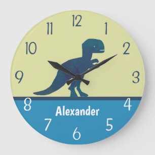 Reloj de pared verde azul de la marina de dinosaur