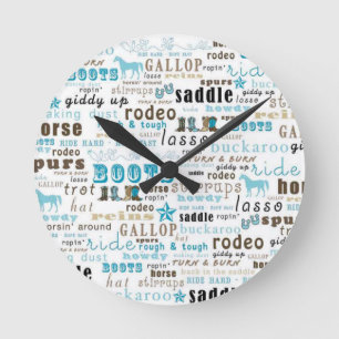 Reloj de pared verde azulado de Brown del arte