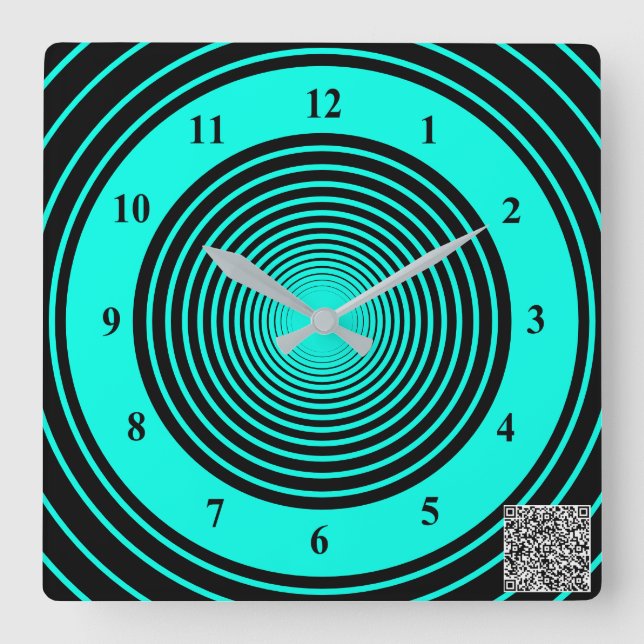 Reloj de pared verde azulado de rayas negras con t (Anverso)
