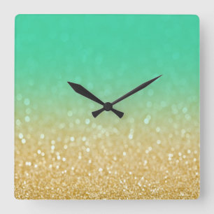 Reloj de pared verde azulado del purpurina de