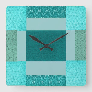 Reloj de pared verde azulado del remiendo retro